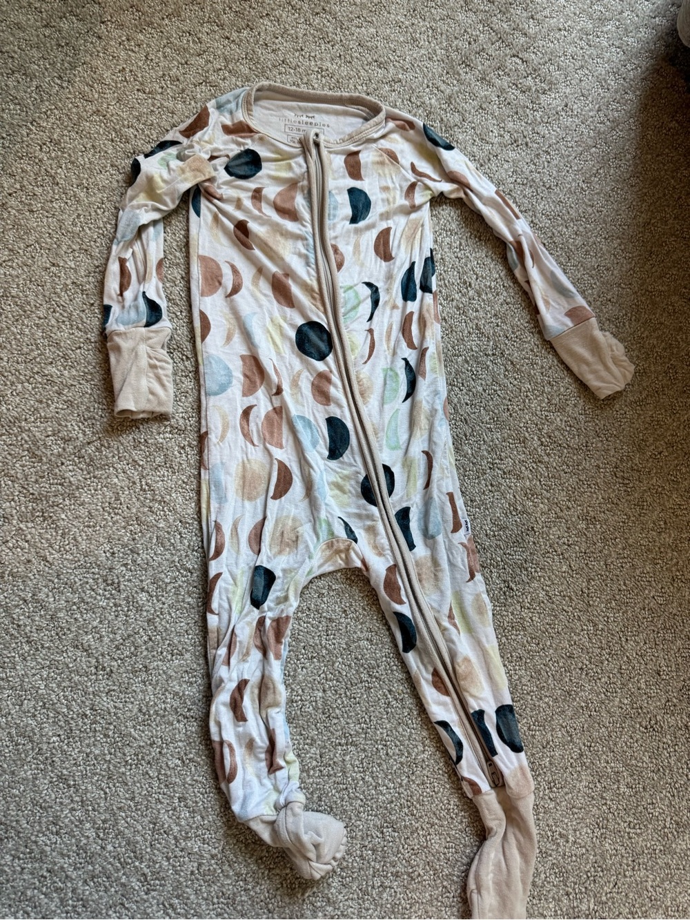 Little Sleepies Beige Moon & Neutral Crescent Footed One-Piece